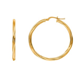 Créoles or jaune 750/18 ct torsadé 2.5mm Ø 35mm