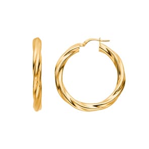 Kreolen 750/18 K Gelbgold verdreht 4mm Ø 25mm