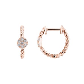 Kreolen 750/18 K Roségold mit Diamanten 0.10 ct H/si