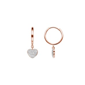 Kreolen 750/18 K Roségold mit Diamanten 0.13 ct H/si, Herz