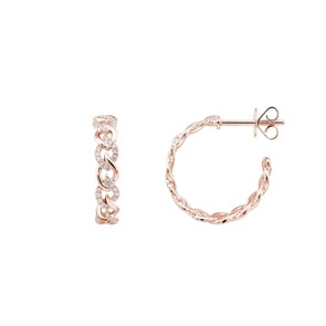 Kreolen 750/18 K Roségold mit Diamanten 0.18 ct H/si