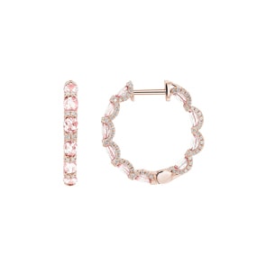 Créoles or rosé 750/18 ct avec morganites & diamants 0.67 ct H/si