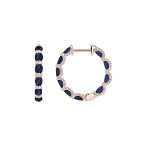 Kreolen 750/18 K Roségold mit Saphiren & Diamanten 0.67 ct H/si