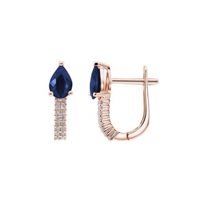 Kreolen 750/18 K Roségold mit Saphiren und Diamanten 0.12 ct H/si