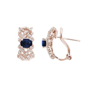Créoles or rosé 750/18 ct avec saphirs et diamants 0.17 ct H/si