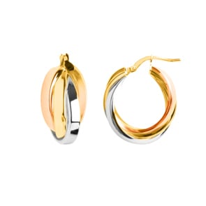 Créoles or tricolore 750/18 ct 19 x 26mm