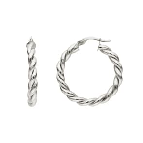Créoles or gris 750/18 ct cordées Ø 20mm