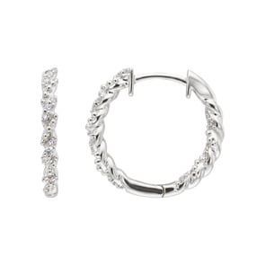 Créoles torsadées or gris 750/18 ct avec diamants 0.18 ct
