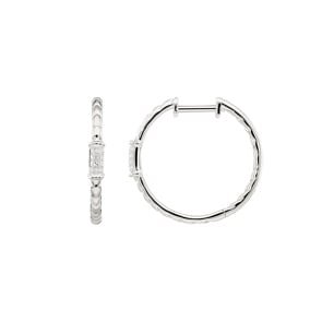 Créoles or gris 750/18 ct avec diamants 0.06 ct H/si
