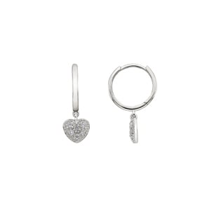 Kreolen 750/18 K Weissgold mit Diamanten 0.13 ct H/si, Herz