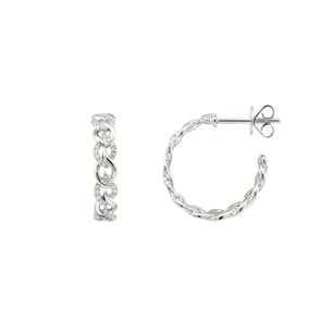 Créoles or gris 750/18 ct avec diamants 0.18 ct H/si