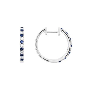 Créoles or gris 750/18 ct avec diamants 0.23ct. H/si & saphirs