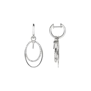 Créoles or gris 750/18 ct avec diamants 0.35 ct H/si