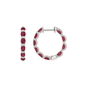 Kreolen 750/18 K Weissgold mit Rubinen & Diamanten 0.67 ct H/si