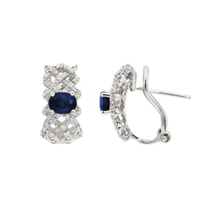 Kreolen 750/18 K Weissgold mit Saphiren und Diamanten 0.17 ct H/si
