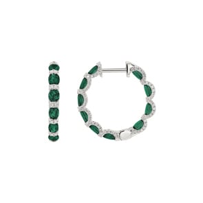Kreolen 750/18 K Weissgold mit Smaragden & Diamanten 0.67 ct H/si