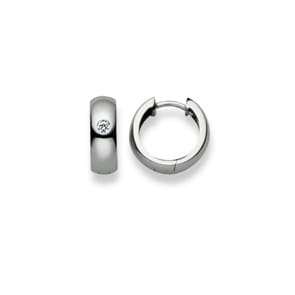 Kreolen 750/18 K Weissgold Ø 14mm mit Zirkonia