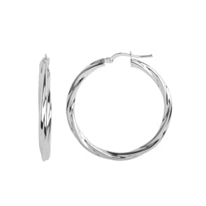 Kreolen 750/18 K Weissgold verdreht 3mm Ø 25mm