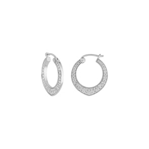 Kreolen 925 Silber rhodiniert mit Zirkonia