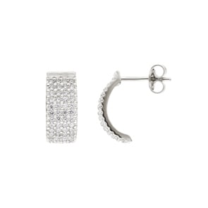 Creoles Argent 925 rhodié avec zircones pavé