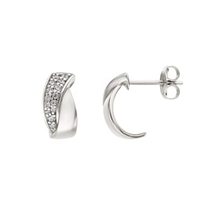 Kreolen 925 Silber rhodiniert mit Zirkonia pavé