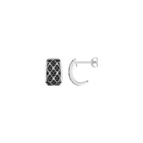 Kreolen 925 Silber rhodiniert mit Zirkonia schwarz pavé