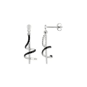Ohrstecker 925 Silber rhodiniert mit Zirkonia schwarz / weiss