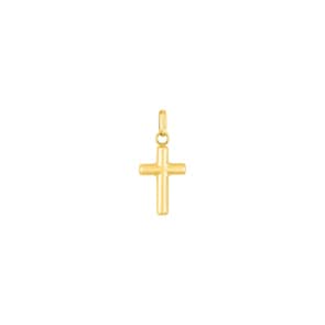 Cross Pendant Semi Solid 750/18 K Yellow Gold 9 x 19mm