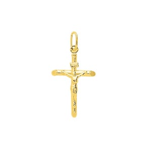 Kreuzanhänger 375/9 K Gelbgold halbmassiv mit Jesus