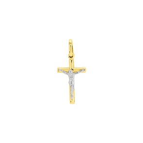 Kreuzanhänger 375/9 K Gelbgold halbmassiv mit Jesus