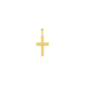 Cross Pendant 375/9 K Yellow Gold with Cubic Zirconia