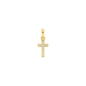 Cross Pendant 375/9 K Yellow Gold with Cubic Zirconia
