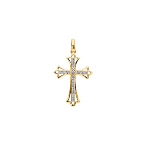 Kreuzanhänger 750/18 K Gelbgold mit Diamanten 0.05 ct H/si