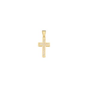Kreuzanhänger 750/18 K Gelbgold mit Diamanten 0.08 ct H/si