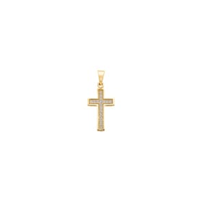 Kreuzanhänger 750/18 K Gelbgold mit Diamanten 0.08 ct H/si