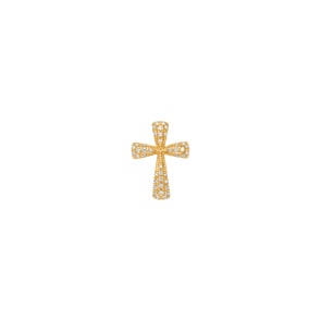 Kreuzanhänger 750/18 K Gelbgold mit Diamanten 0.15 ct H/si