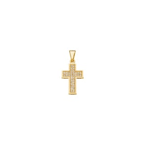 Pendentif croix or jaune 750/18 ct avec diamants 0.15 ct H/si
