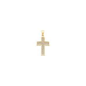 Kreuzanhänger 750/18 K Gelbgold mit Diamanten 0.18 ct H/si