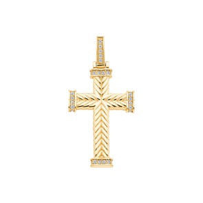 Kreuzanhänger 750/18 K Gelbgold mit Diamanten 0.23 ct H/si
