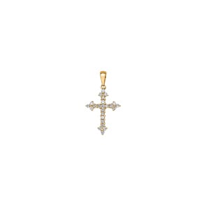 Kreuzanhänger 750/18 K Gelbgold mit Diamanten 0.24 ct H/si