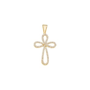 Kreuzanhänger 750/18 K Gelbgold mit Diamanten 0.25 ct H/si