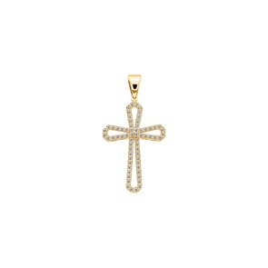 Kreuzanhänger 750/18 K Gelbgold mit Diamanten 0.28 ct H/si