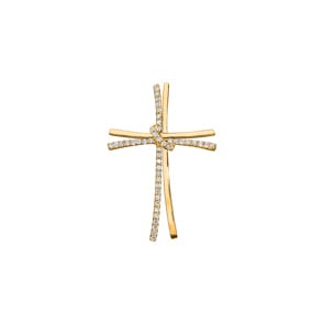 Kreuzanhänger 750/18 K Gelbgold mit Diamanten 0.35 ct H/si
