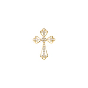 Kreuzanhänger 750/18 K Gelbgold mit Diamanten 0.36 ct H/si