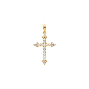 Kreuzanhänger 750/18 K Gelbgold mit Diamanten 0.43 ct H/si
