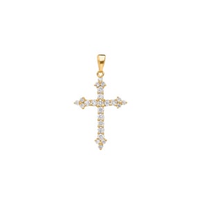 Kreuzanhänger 750/18 K Gelbgold mit Diamanten 0.49 ct H/si