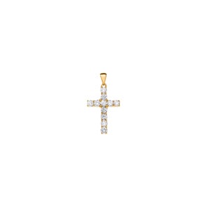 Kreuzanhänger 750/18 K Gelbgold mit Diamanten 0.65 ct H/si