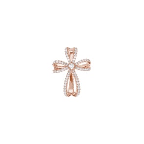 Kreuzanhänger 750/18 K Roségold mit Diamanten 0.41 ct H/si