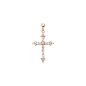 Kreuzanhänger 750/18 K Roségold mit Diamanten 0.43 ct H/si