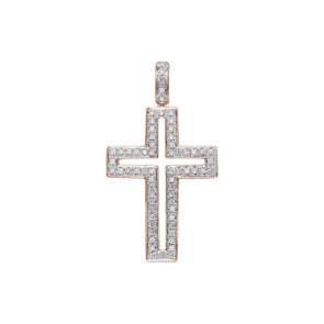 Kreuzanhänger 750/18 K Roségold mit Diamanten 0.44 ct H/si